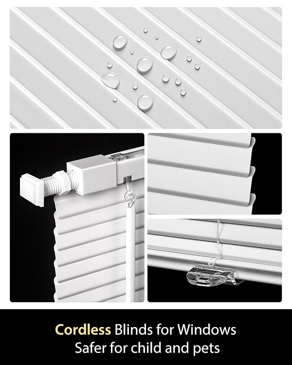 UNISHADES No Drill Cordless Mini Blinds, L-Shaped Slats, 31×48 in, White by UNISHADES - Used condition - Image 4