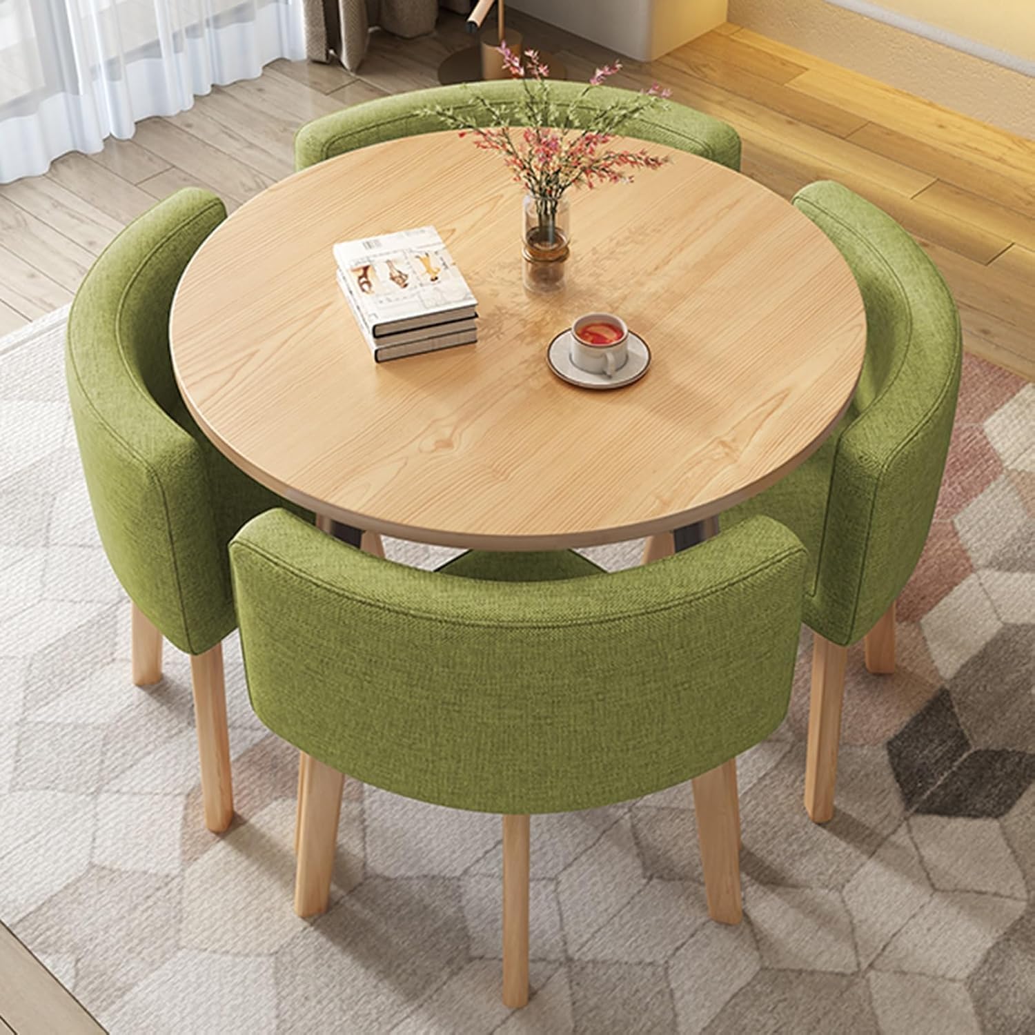 Redefine Your Space With Round Office Reception Room Club Table And Chair Set | Versatile Living Room Furniture For Meetings And Negotiations | Stylish And Functional Set, Green