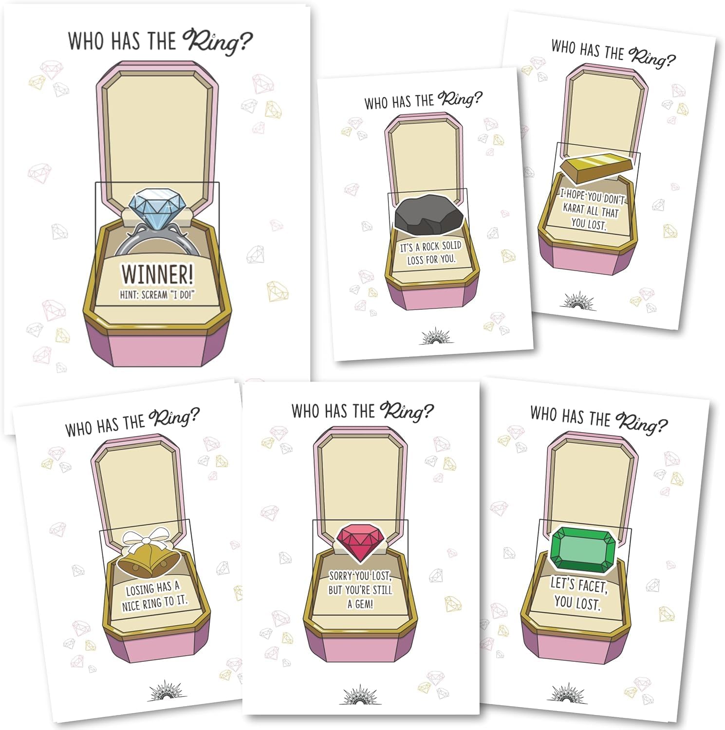 Craftmind Who Has The Ring Bridal Shower Scratch Off Game - Hilarious Losing Phrases on Ticket Cards - Easy to Play - Funny Wedding Shower or Fun Engagement Party Game Idea for 24 Guests-image-43