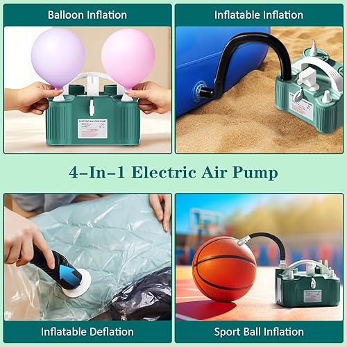 Miniatura 4 de AXHJ Bomba eléctrica del globo, bomba eléctrica portátil AC110V del soplador de aire de la boca dual de la bomba del globo del aire