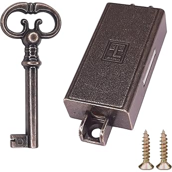cyclingcolors Turning Bar Lock Furniture Lock Decorative Key Cabinet Lock Screw-On Lock Right
