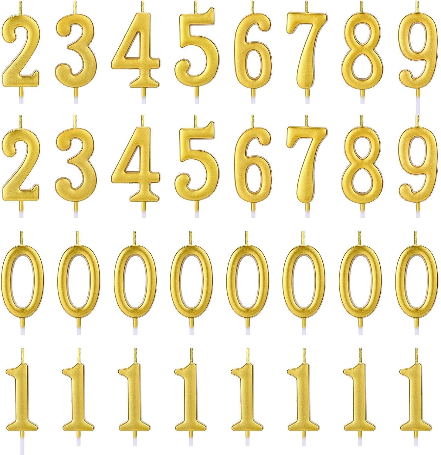 32 Pcs Numeral Birthday Candles Champagne Cake (Champagne)