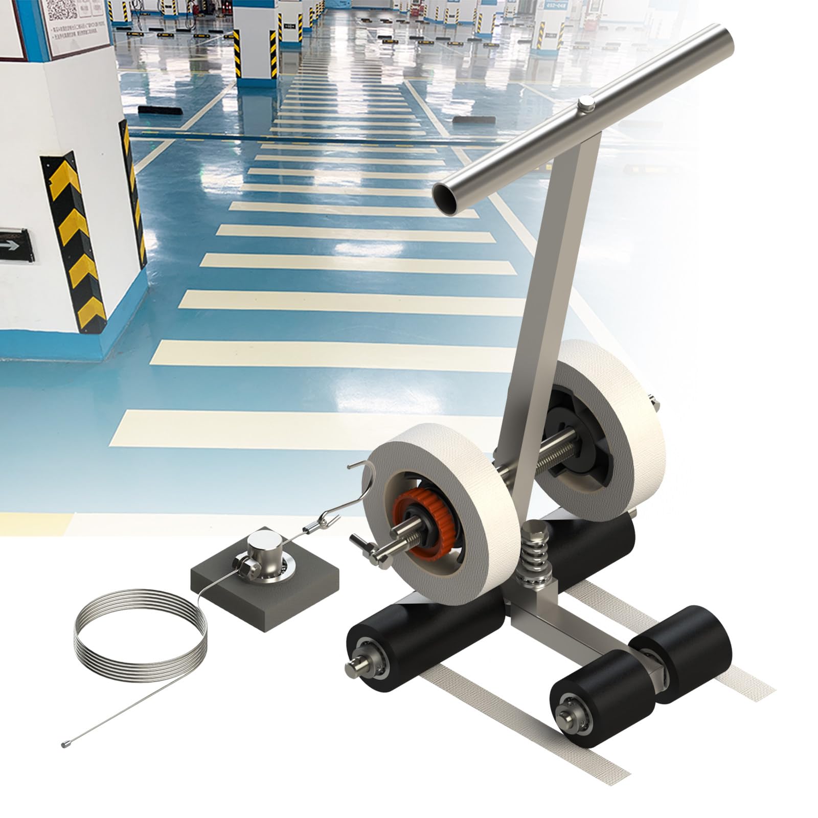 asdchZen Tape Marking Machine Hand-Push,Tape Pasting Machine,Manual Floor Tape Applicator, For Line Marking/Spray Painting,With Drawing Circle Kit Basketball Court Marking Kit,55~80Cm