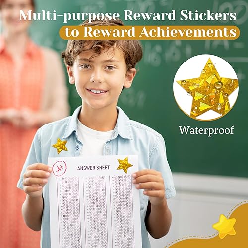 Miniatura 72 de 500 calcomanías de estrellas multicolor para recompensas infantiles, calcomanías holográficas de estrellas de 1 pulgada para bricolaje, Colorido