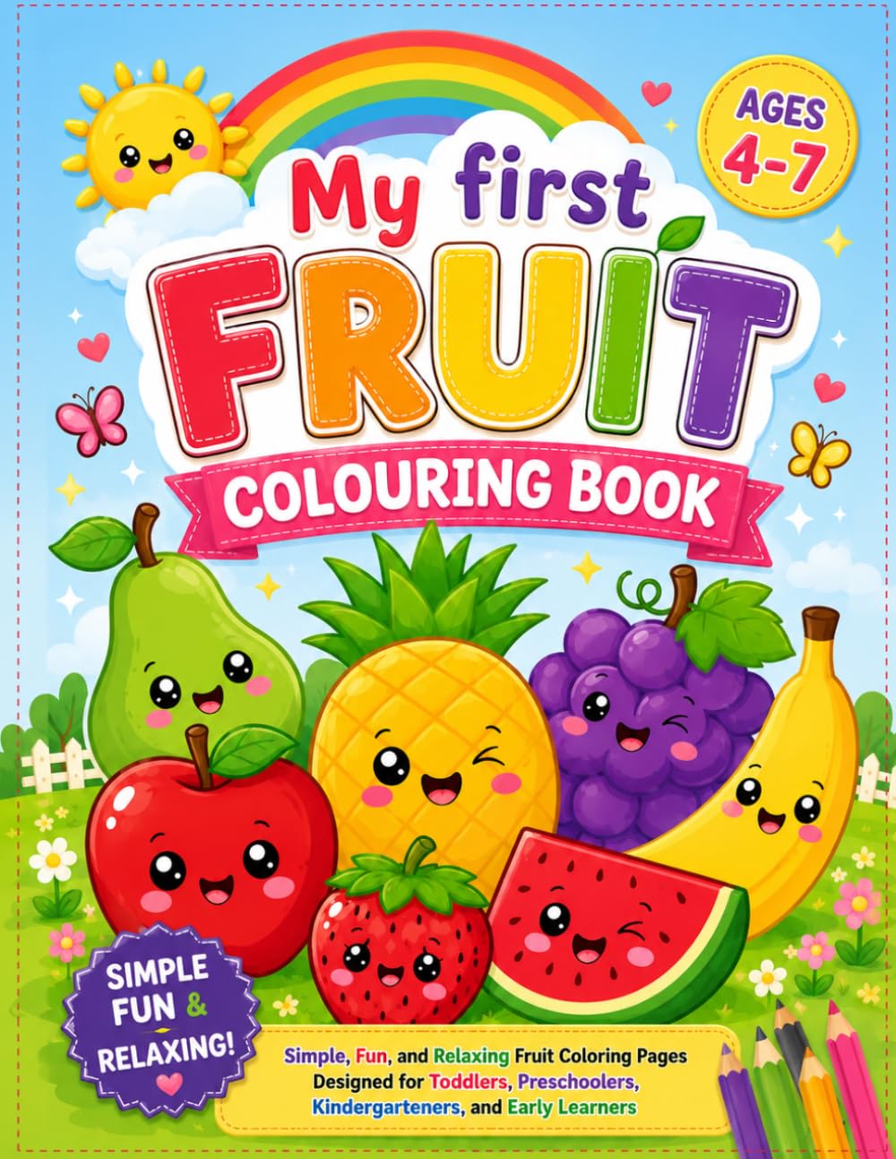 My First Fruit Colouring Book: Fun, Easy, and Adorable Fruit Colouring Pages with Bold Outlines and Large Spaces for Kids Ages 4–7