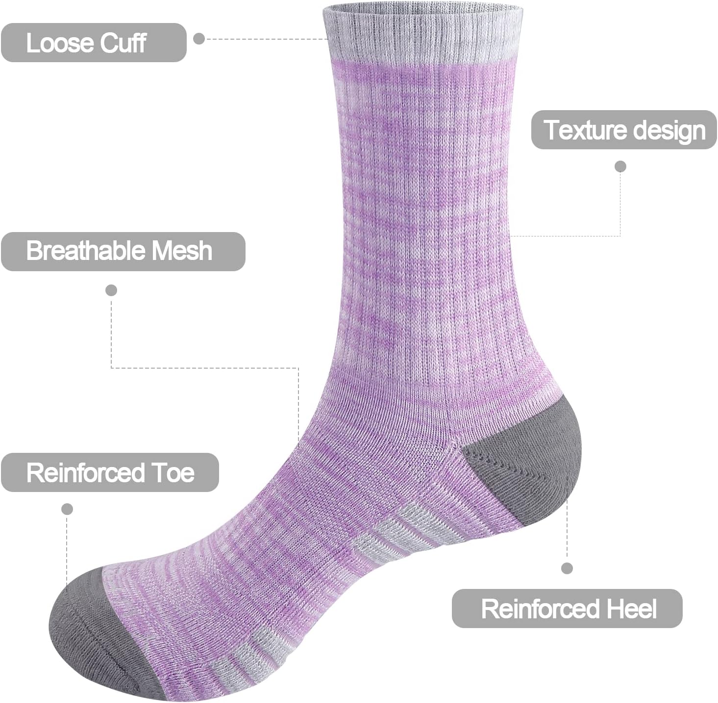 YUEDGE Womens Socks Moisture Wicking Cotton Cushioned Crew Socks For Women, Performance Gym Tennis Training Athletic Socks - Image 5