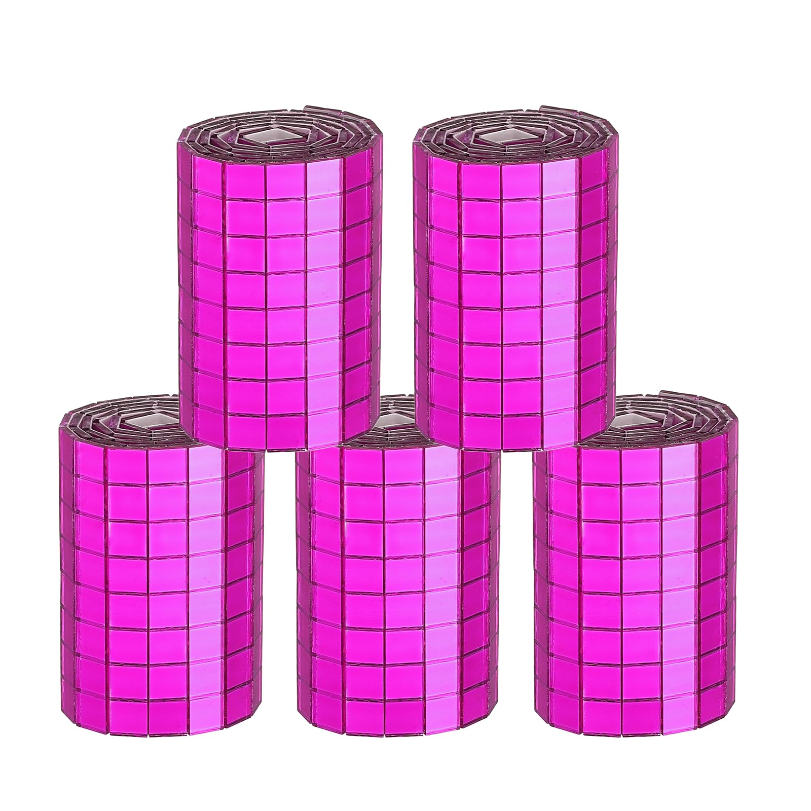 sourcing map 2400 Pcs Mirror Mosaic Tiles 5 x 5 mm Square Glass Self-Adhesive Disco Ball Mirror Tiles Sticker for DIY Craft Decoration Art Collage Card Making, Rose Red