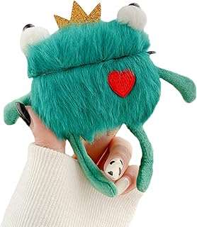 SGVAHY Capa fofa compatível com AirPods Pro, capa de mini AirPods fofa de pele macia peluda Kawaii Fun Cool com chaveiro caixa de carregamento sem fio AirPods Pro (verde escuro)