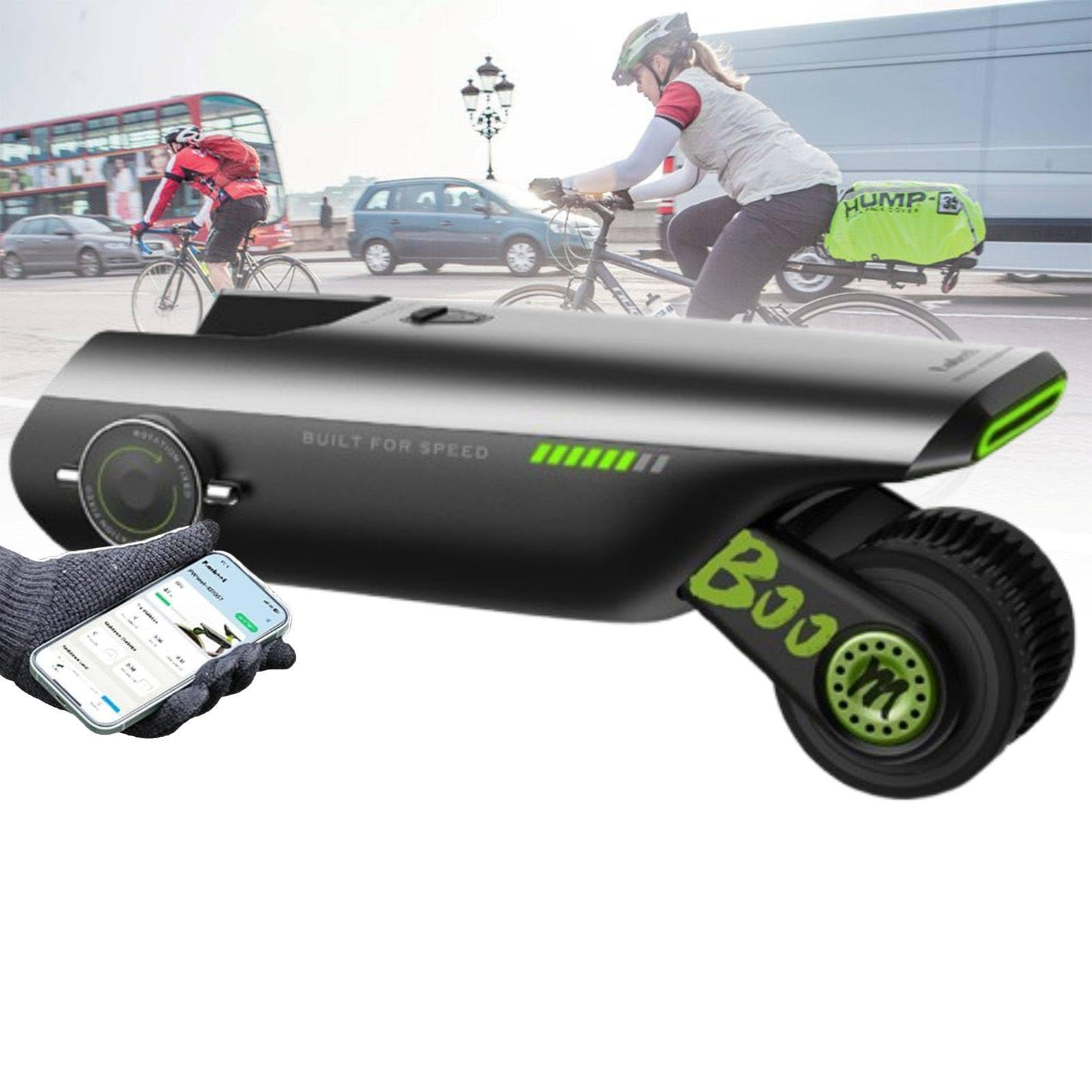MhWrughts Bicycle Booster Motor Electric Bike Conversion Kit, 30 Second Quick Detach 18V Battery Power Assist for Daily City Transportation Green