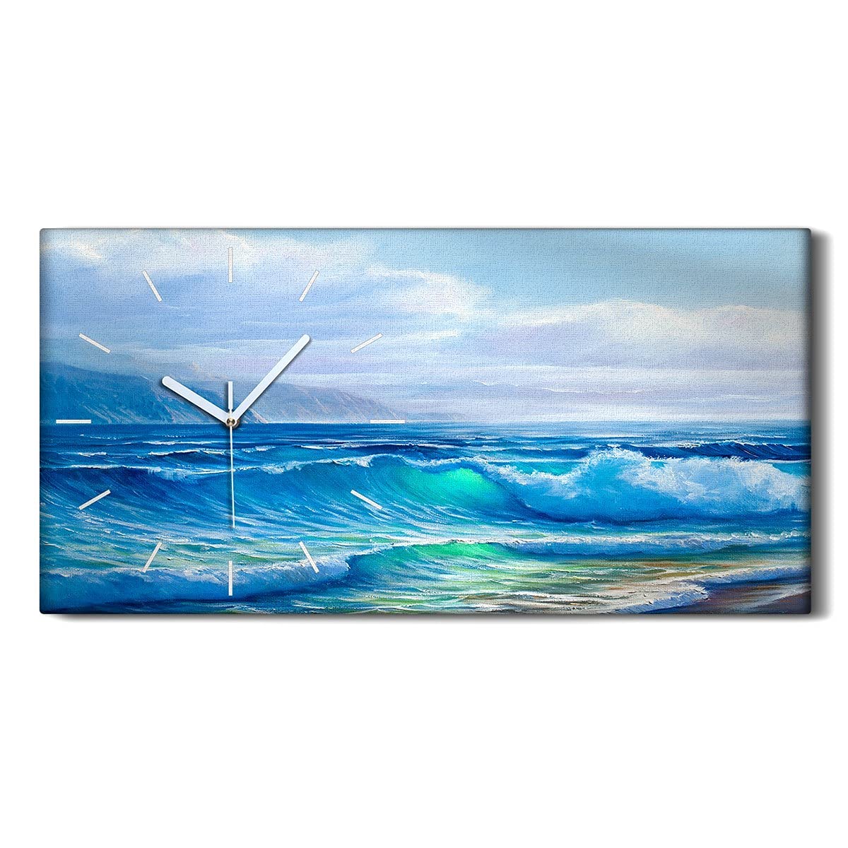 Horloge sur toile salon et chambre motif mer et nuages modernes