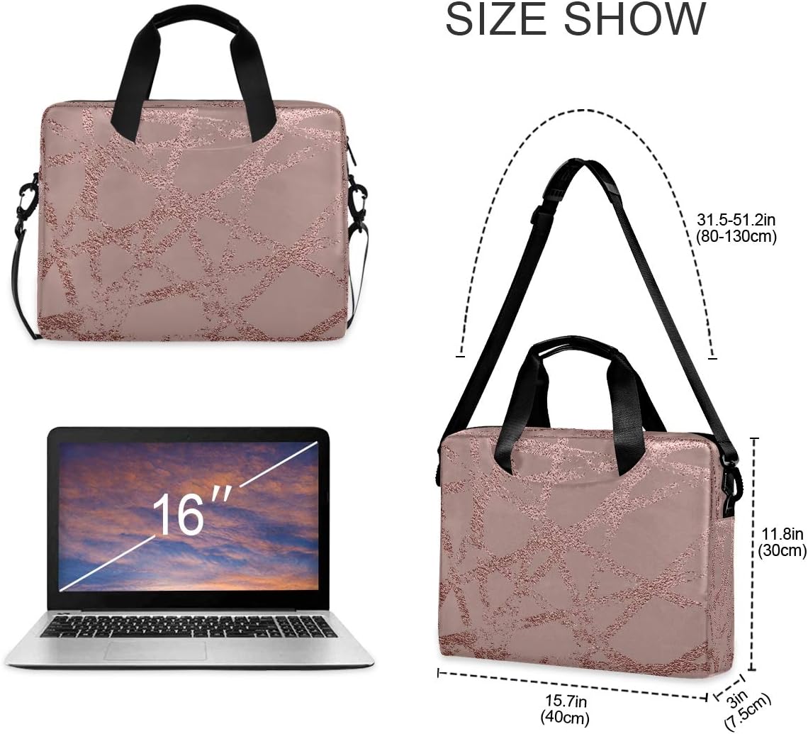 Laptop Bag Rose Marble Texure Print Laptop Sleeves Case for 13 14 15.6 Inch Computer Tablet Briefcases Carrying Case Shoulder Bag for Work
