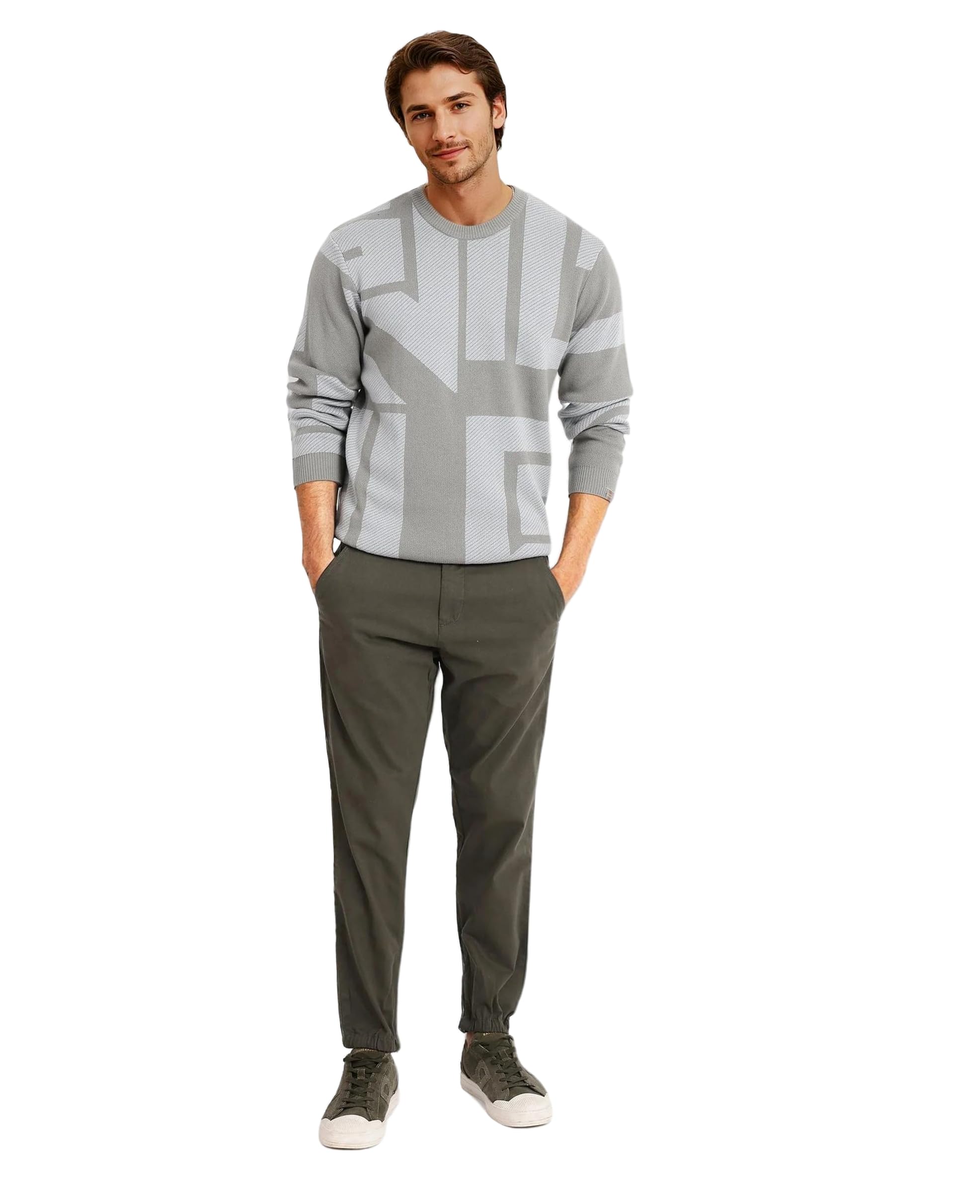 rare rabbit Men's Toge Regular Fit Geometric Cotton Crew Neck Sweater-picture-30