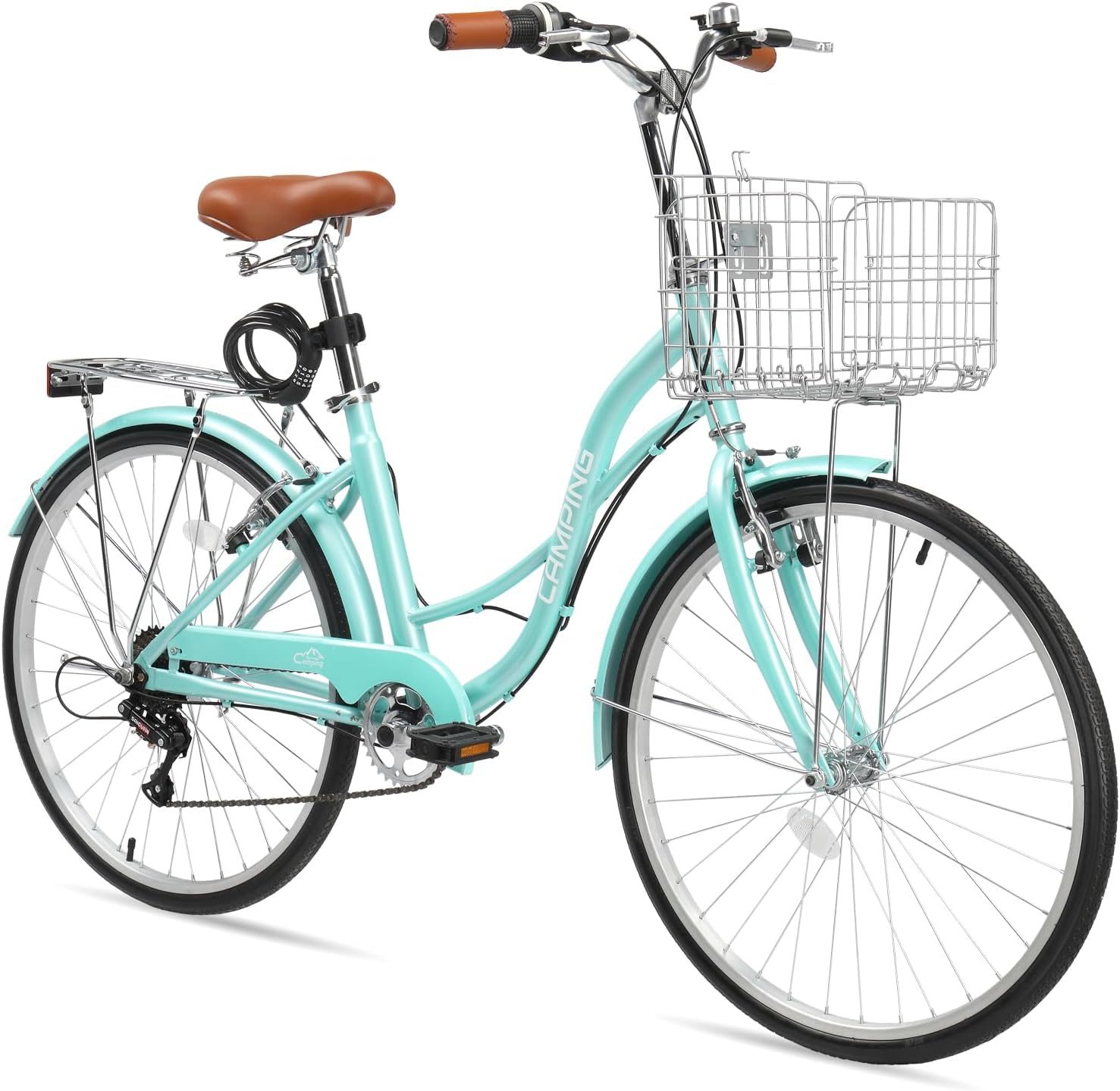 Ktaxon Women Bike 24/26 Inch Bicycles for Women, Beach Cruiser Bike with Premium Derailleur & Shift Lever, Adjustable Seat, High-Carbon Steel Frame and Excellent Welding Technology