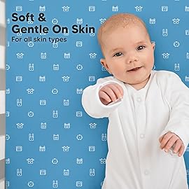 KeaBabies 2-Pack Organic Crib Sheets for Boys, Girls - 52x28 Fitted Crib Mattress Sheet Neutral, Breathable Jersey Cotton Cover for Baby Bed, Toddler Mattress, Soft & Cute Prints (KeaPixel)