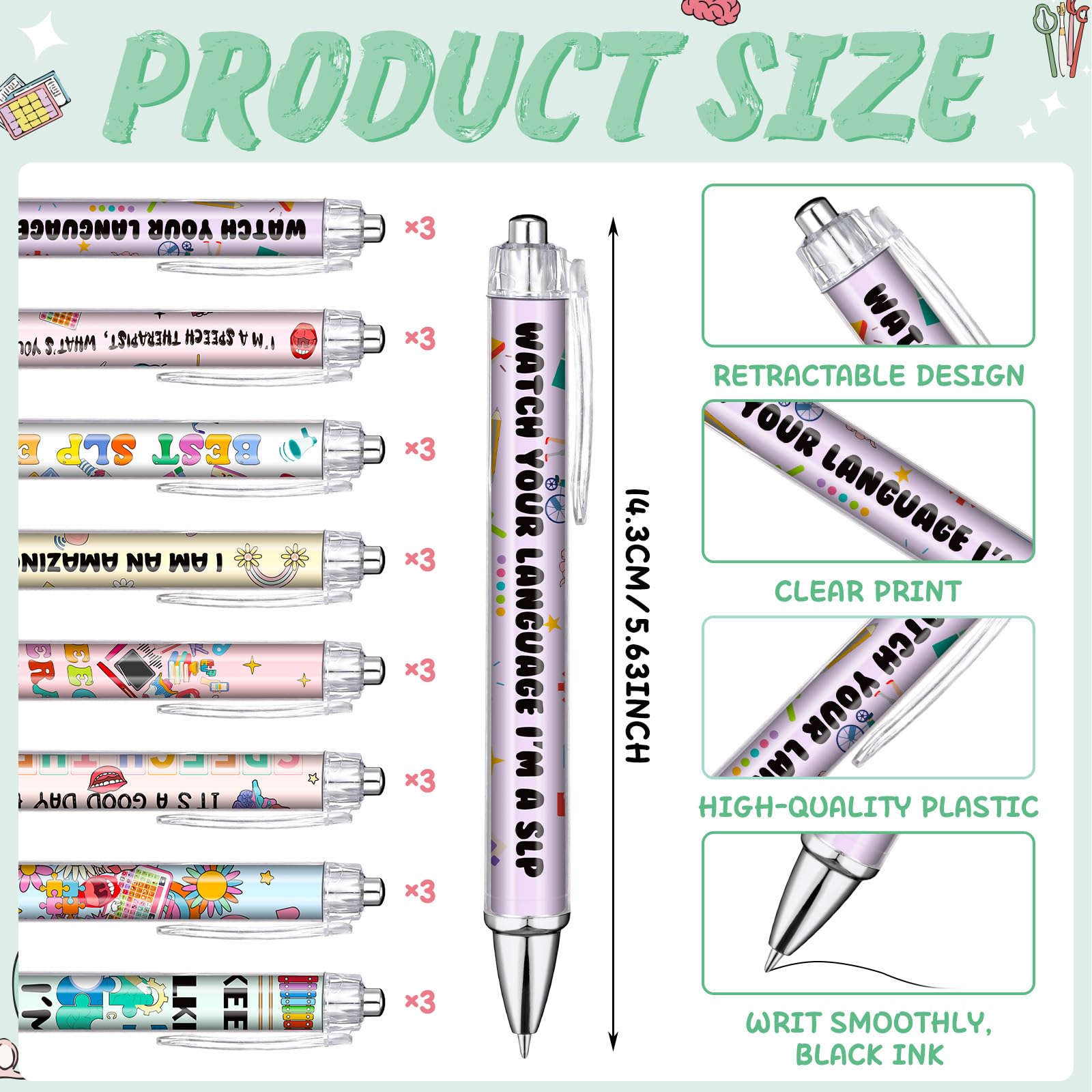 24 Sets Speech Language Pathologist Gifts Include Slp Appreciation Week Ballpoint Pens and Sticky Notes Speech Therapist Appreciation Gifts for Coworkers Accessories Office School Supplies