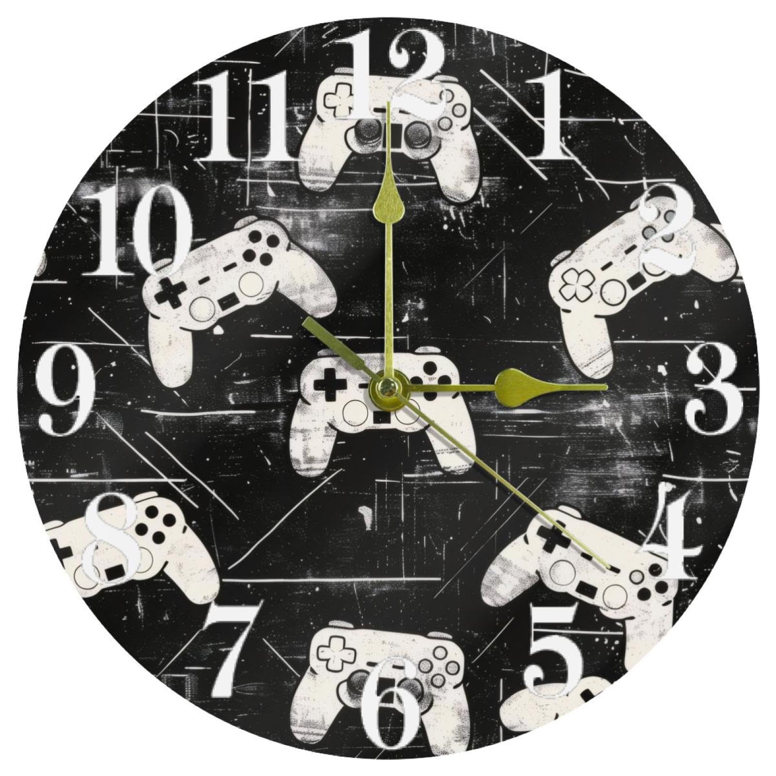 Horloge murale noire et blanche à quartz silencieuse sans bruit