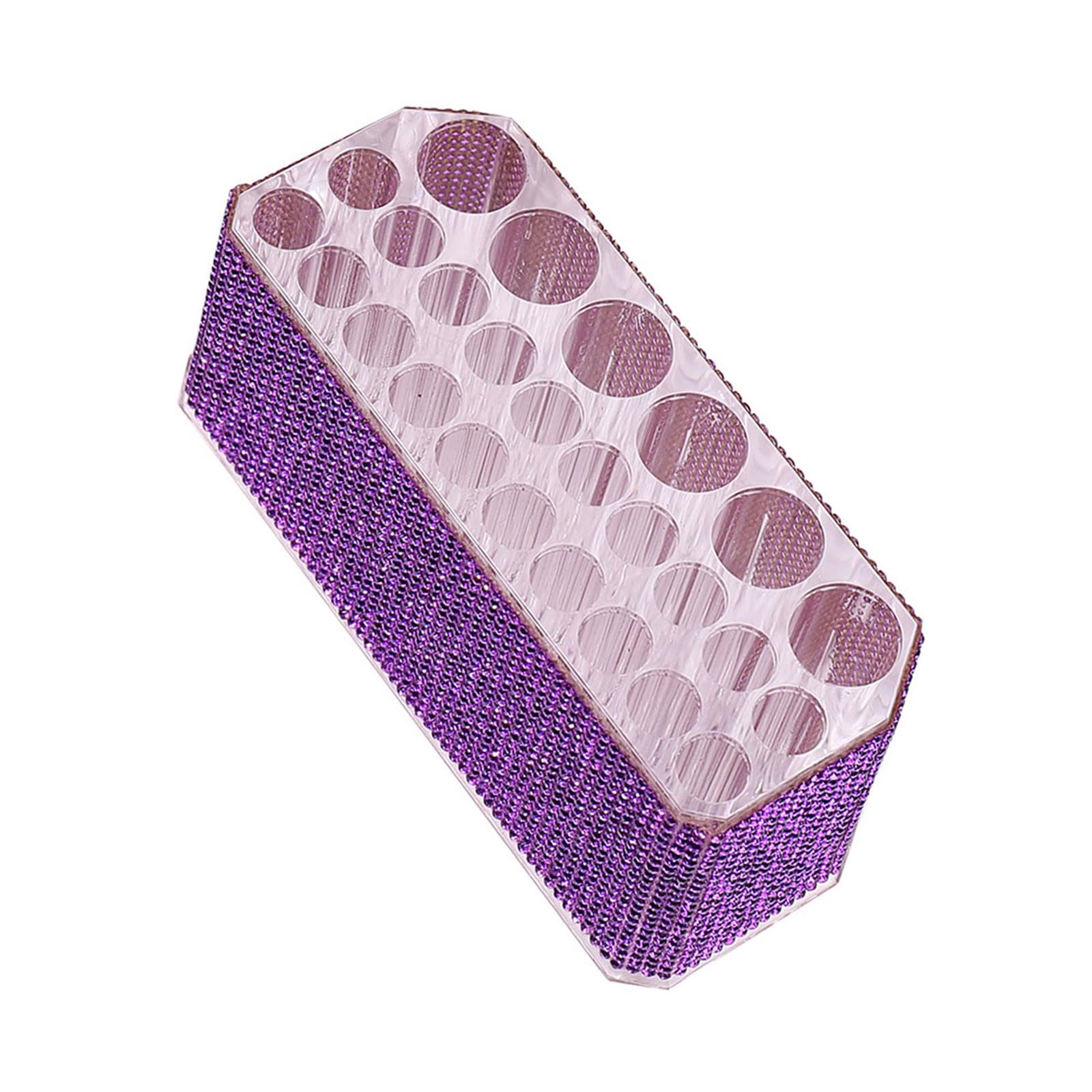 Tsophreniq 1 Rhinestones Acrylic 26-Slot Cosmetic Brush Holder, Multipurpose Pen & Makeup for Dresser Vanity Rhinestones Desk Organiser