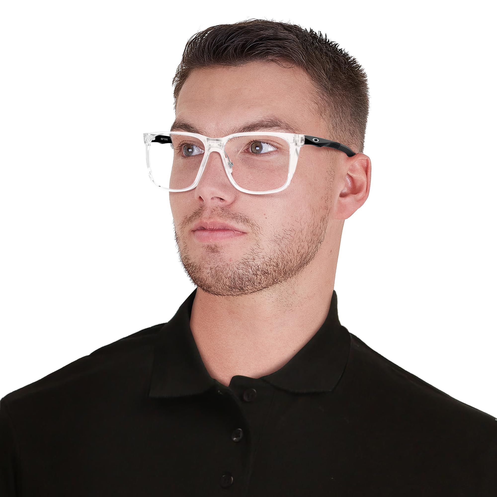 Oakley Męskie kwadratowe oprawki na okulary na receptę Ox8182 Hip Tone, Polerowany przezroczysty/demo obiektyw, 60 mm