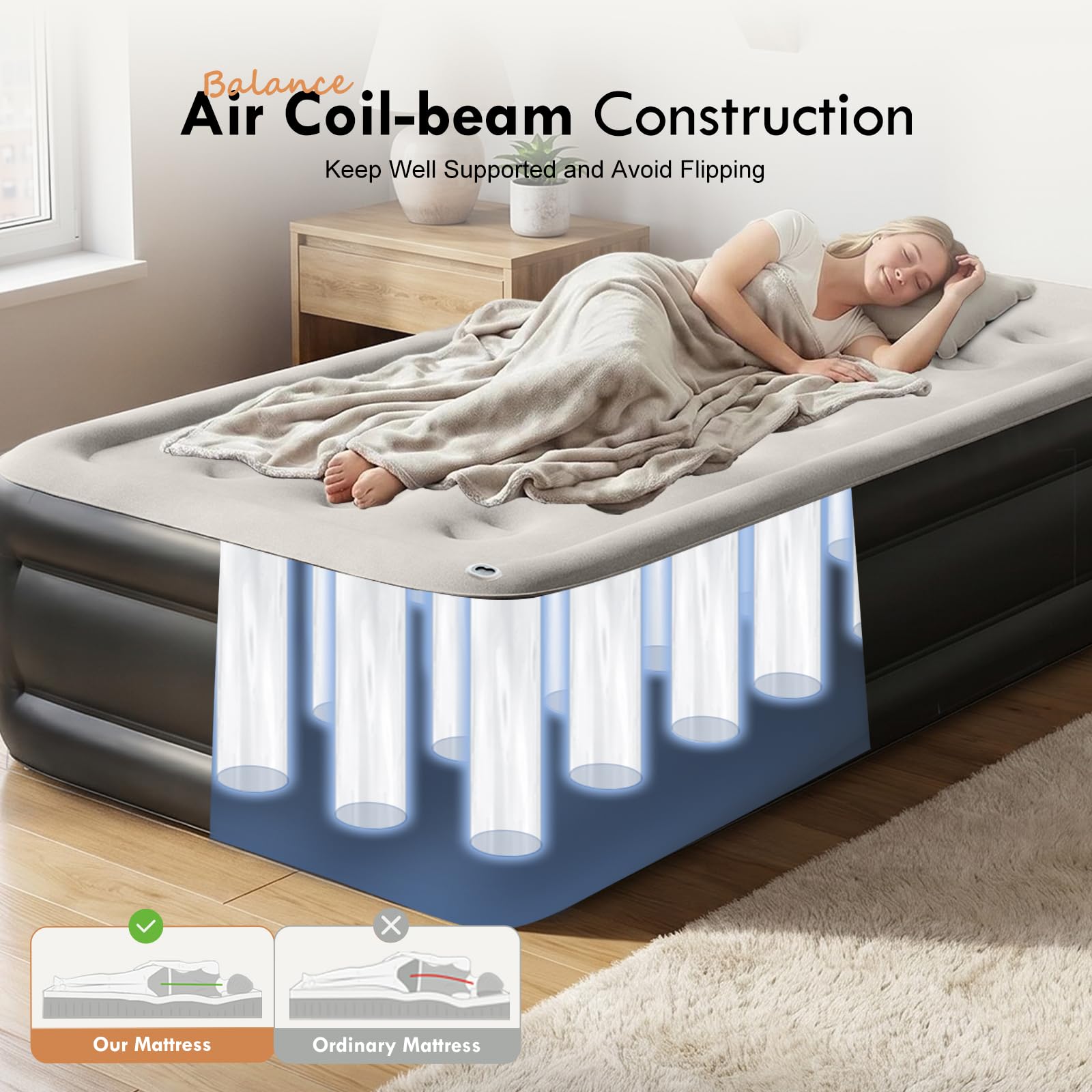 DIMAR Garden Colchón Inflable para sofá Cama de tamaño Individual con Respaldo y Bomba, sofá Inflable
