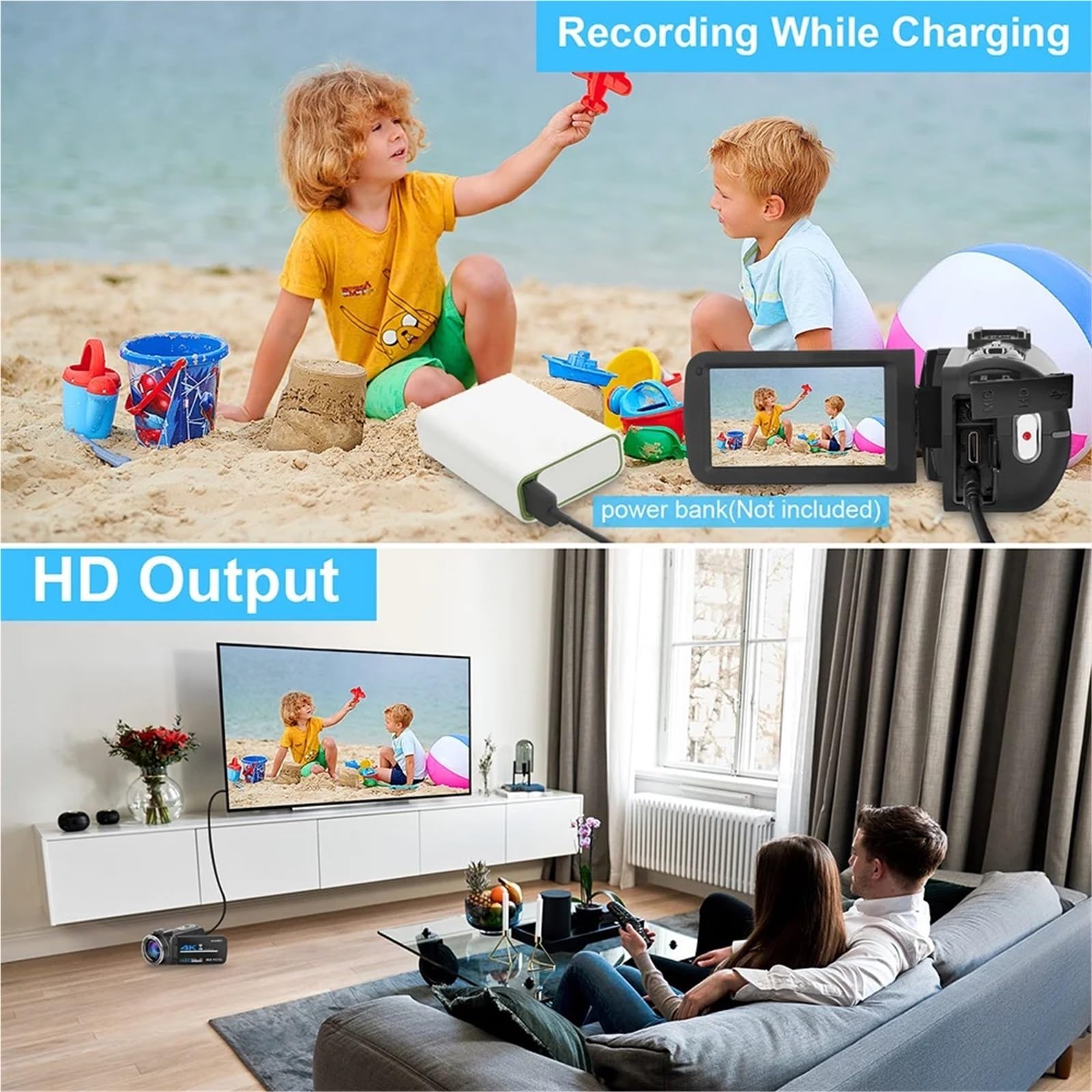 Fotocamere digitali 4K, videocamera professionale for Vlog WiFi Fotocamera 48MP con zoom digitale 18X Webcam Leggero(No TF Card,B)