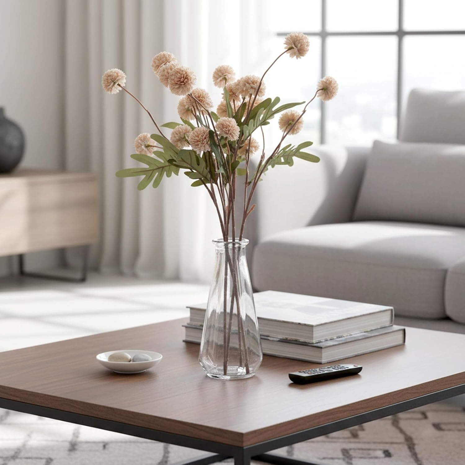 5pcs Beige Faux Silk Mums Artificial Flowers Bulk Fake Small Mini Chrysanthemums Stems Fake Wedding Flowers for DIY Wedding Bouquet Centerpieces Home Decor Beige Floral Arrangements - Image 7