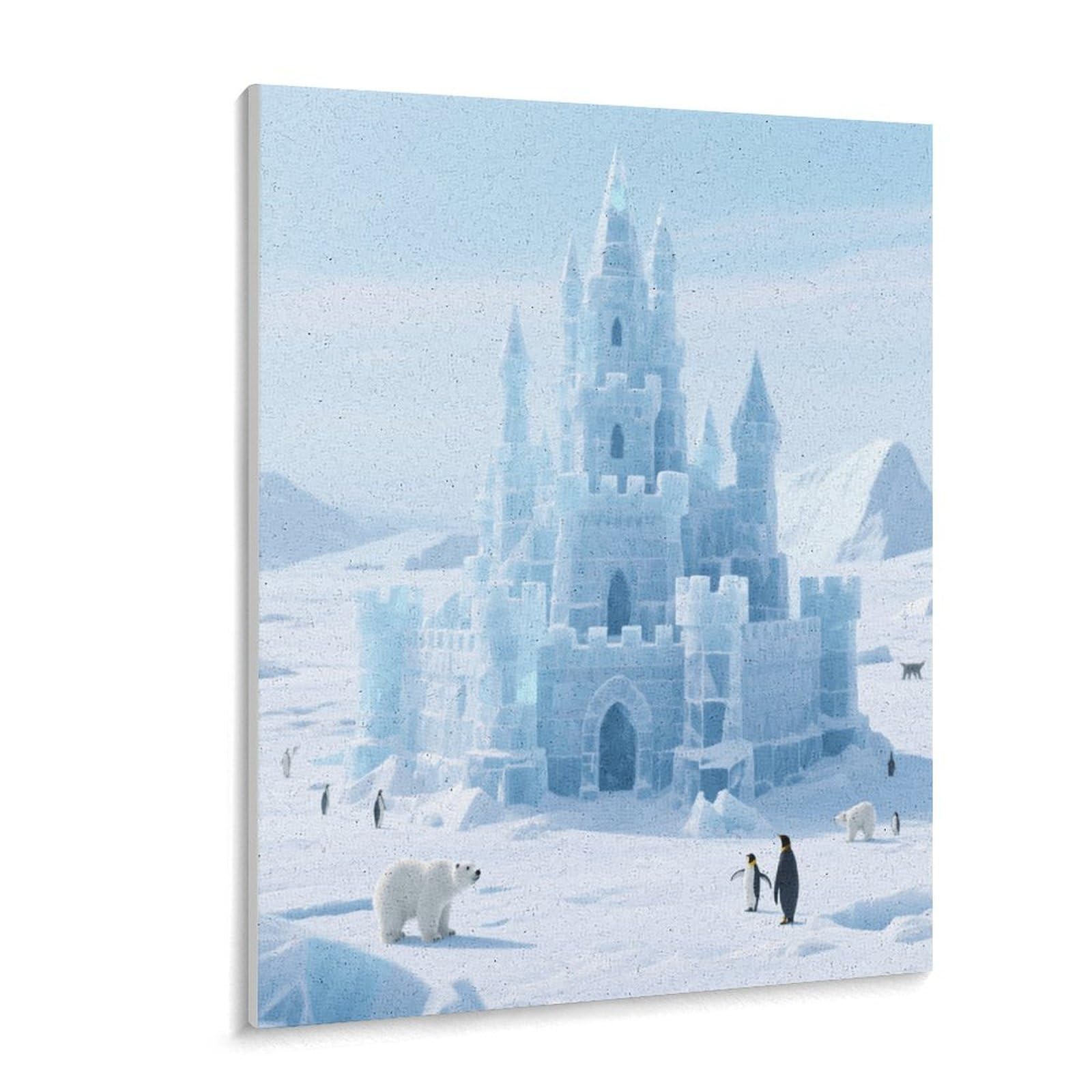 KOAYUBFC Eis- und Schneeschloss, Eisfeld, Malen-nach-Zahlen-Set für Erwachsene, Anfänger, Erwachsene, Malen nach Zahlen, Kits auf Leinwand, DIY-Acryl-Ölfarben, Gemälde mit Pinseln für Geschenk