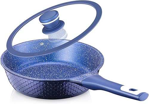 Ailwyn Sartén antiadherente pequeña de 8 pulgadas con tapa, sartenes antiadherentes de 8 pulgadas con revestimiento derivado de granito degradado