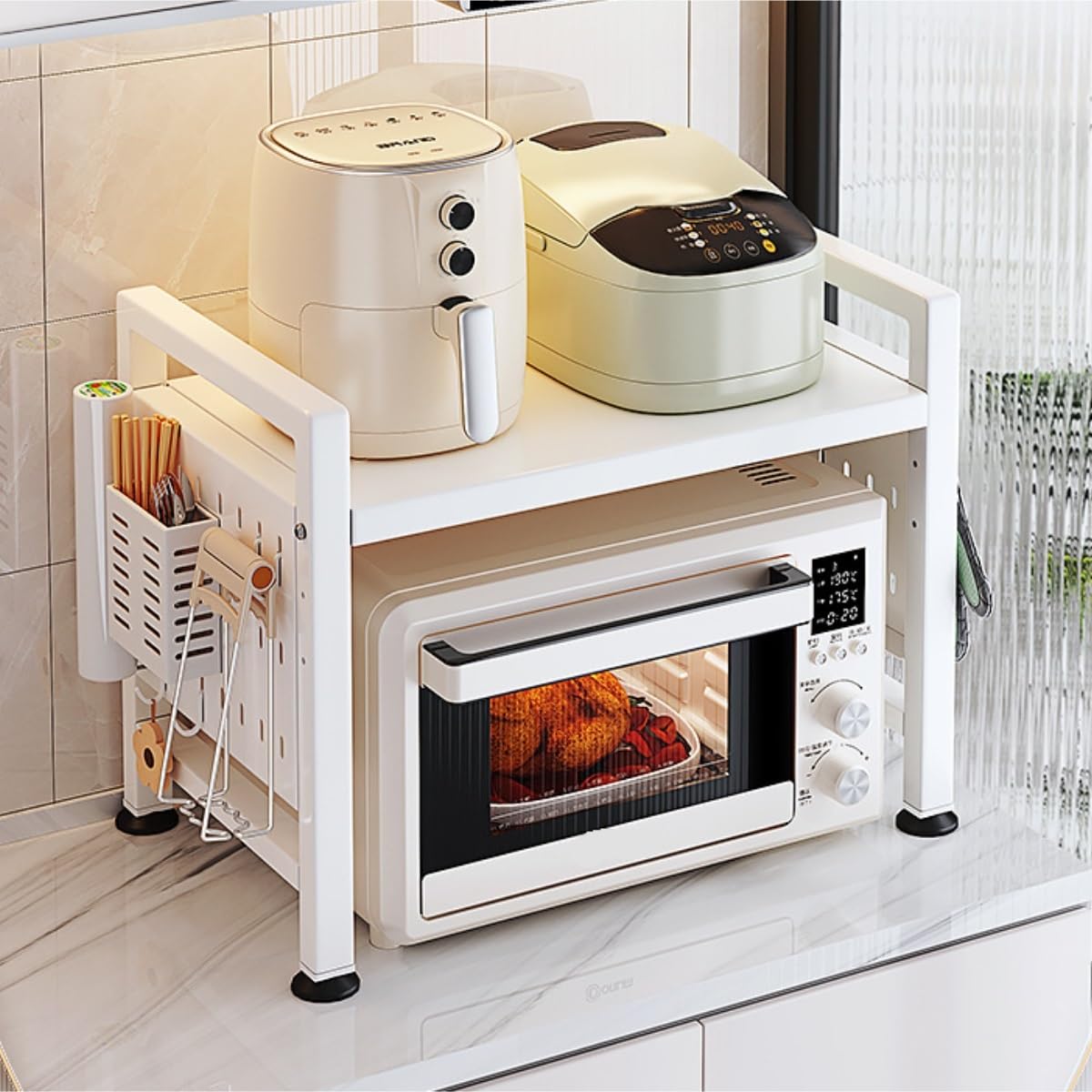 Soporte Microondas Estante For Horno Microondas, Cocina, Arrocera, Multifunción, Soporte For For Encimera Del Hogar, Almacenamiento Multicapa Organizador de Cocina(58cm)