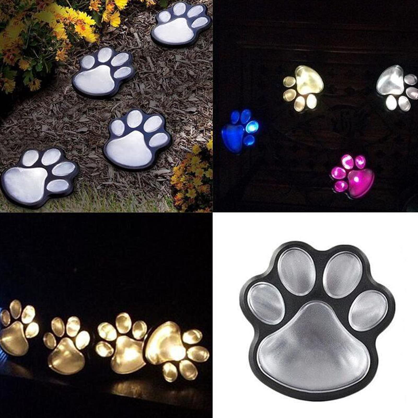 4 zonne-hond dier poot print lichten tuin standbeeld lantaarn LED pad 3