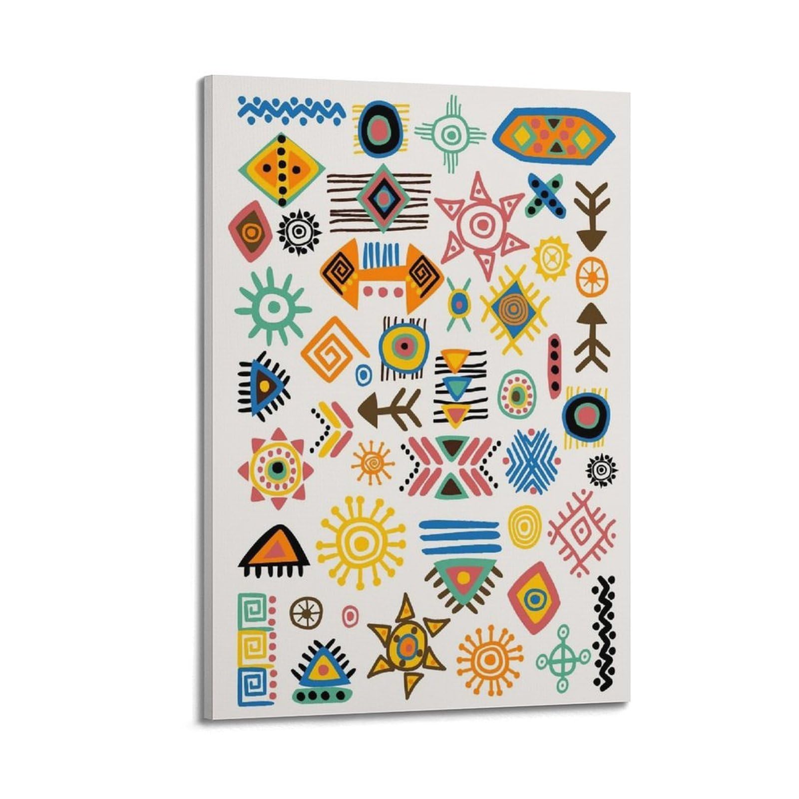 XKUGA Geometric African Folk Poster Tribal Symbol Pattern Totem Modern Decorative Canvas Prints - Ideal Wall Art for Family, Man Cave, Game Room, Boys & Girls Bedroom 20x30inch(50x75cm)