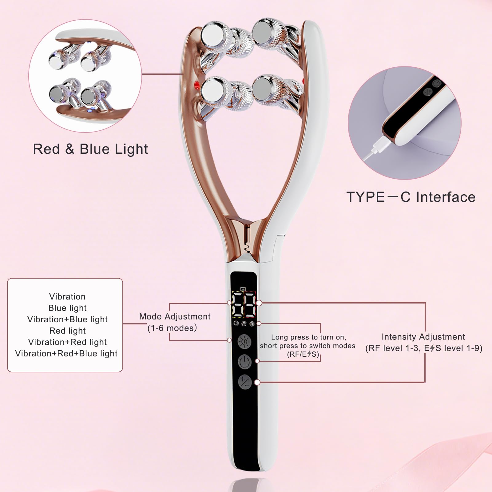 CXGRISE Wireless Facial Massager, 3D Roller Electric Facial Roller, Rechargeable V-Shape Sculpting & Puffiness Relief Tool, Face Roller Lymphatic Drainage for Home & Travel Use (Roller)