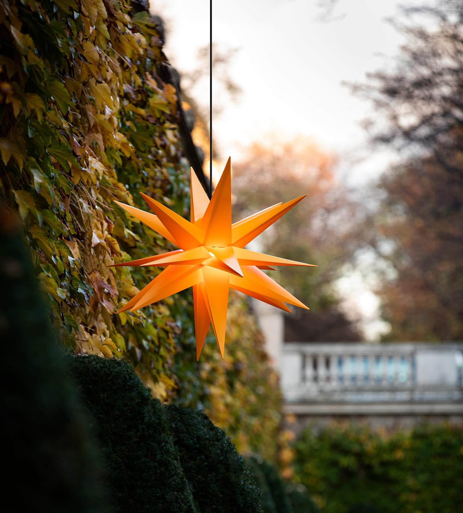 STEINFIGURENWELT GIEBEN Dekowelt - Estrella de Navidad LED 3D (80 cm, incluye bombilla intercambiable), color amarillo