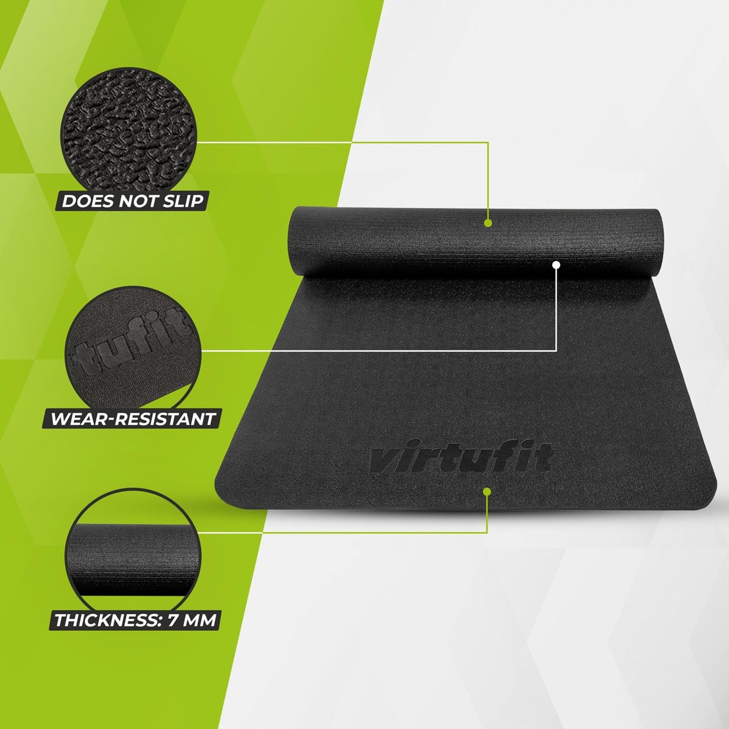VirtuFit Premium Gymnastikmatte, rutschfest, für Zuhause, 200 x 90 x 0,7 cm