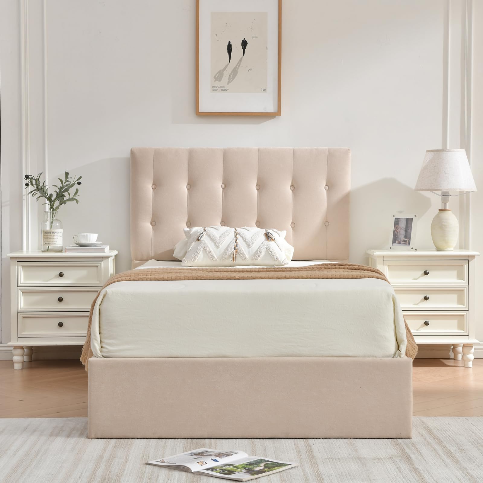 VELOCAVA Twin Size Lift-Up Storage Bed