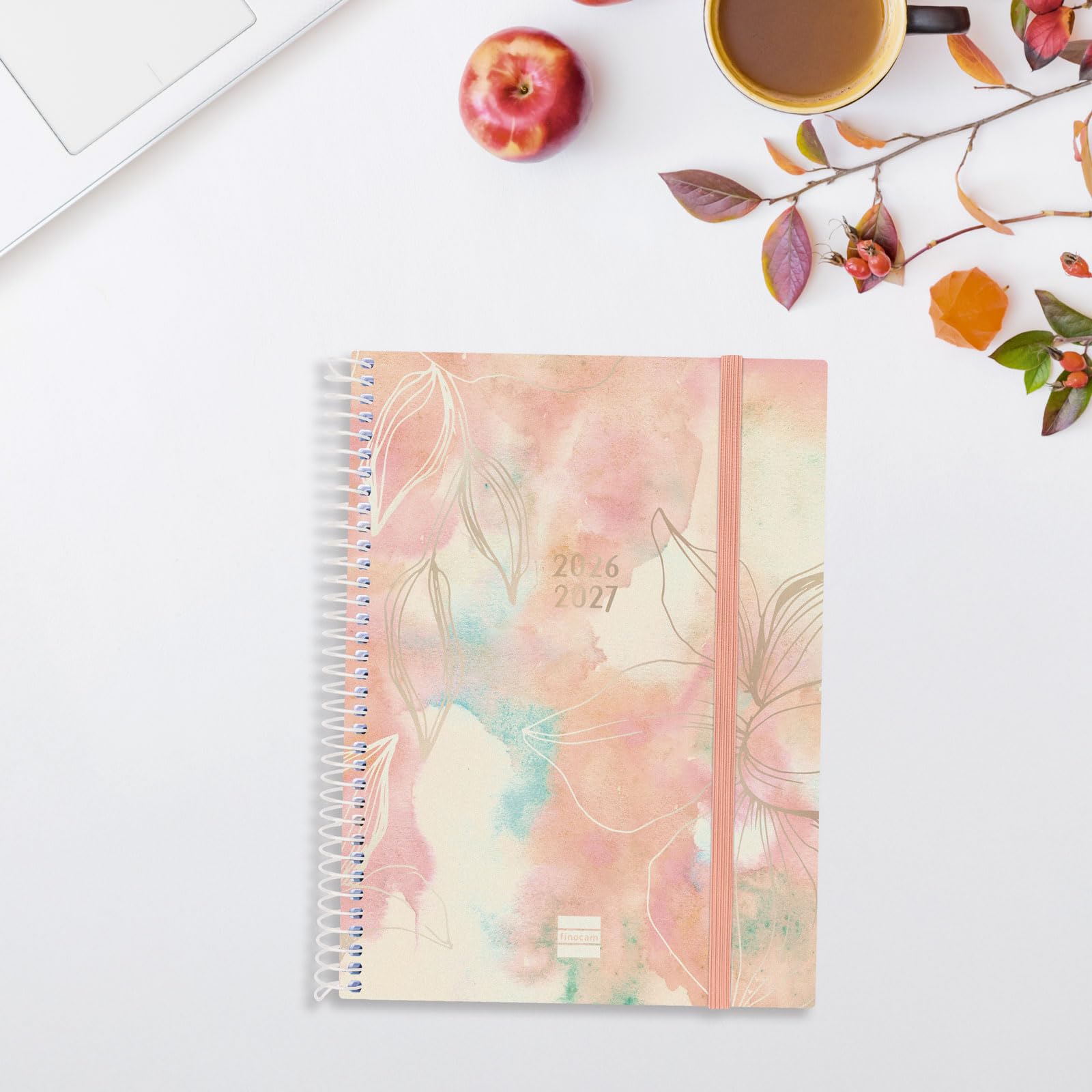 Finocam Espiral Weekly Planner 18-Month | Weekly View Horizontal Layout · July 2026 to December 2027 | Pretty · International - Week-to-view diary