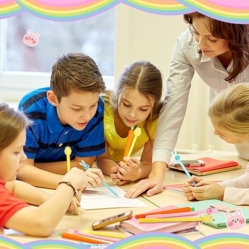 Miniatura 5 de Tinlade 60 bolígrafos de Pascua a granel, zanahoria, conejo, pollo, bolígrafos de tinta de gel, divertidos bolígrafos de escritura novedosos para