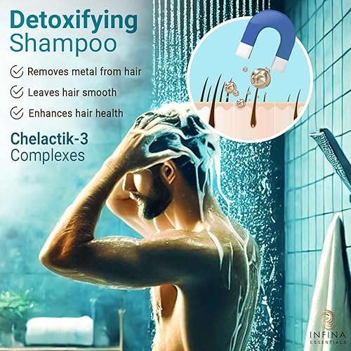 Miniatura 7 de Champú quelante de agua dura con Chelactik-3 y aceite de romero, champú de desintoxicación de metal seguro para el cabello acumulado y nadadores, 16