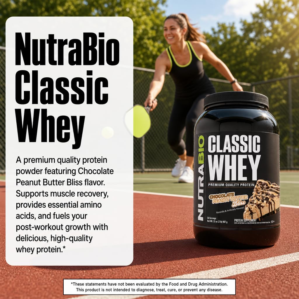 NutraBio Classic Whey Protein Powder- Full-Spectrum Amino Acid Profile - No Fillers, Artificial Colors, Preservatives - Low Glycemic Index - (Chocolate Peanut Butter, 2 Pounds) — Amazon image 8