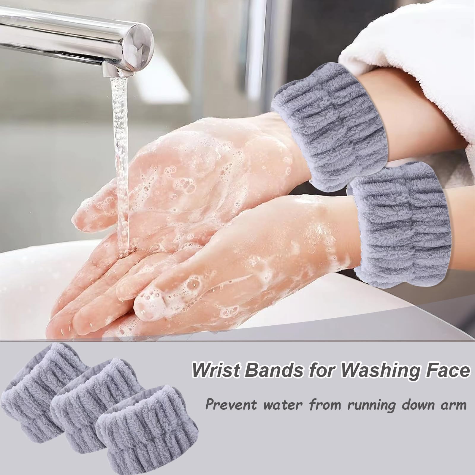 TS-MAYKA 20 Pcs Wrist Bands for Washing Face, Absorbent Face Washing Wristbands, Spa Wrist Towels Beauty Towel Bands Arm Bands for Washing Face for Prevent Water from Running Down Arms