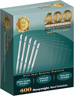400 Count Clear Heavyweight Poly Sheet Protectors by Gold Seal, 8.5" x 11", Extra Sturdy, Secure Topload, 400 Boxed Sheet ...