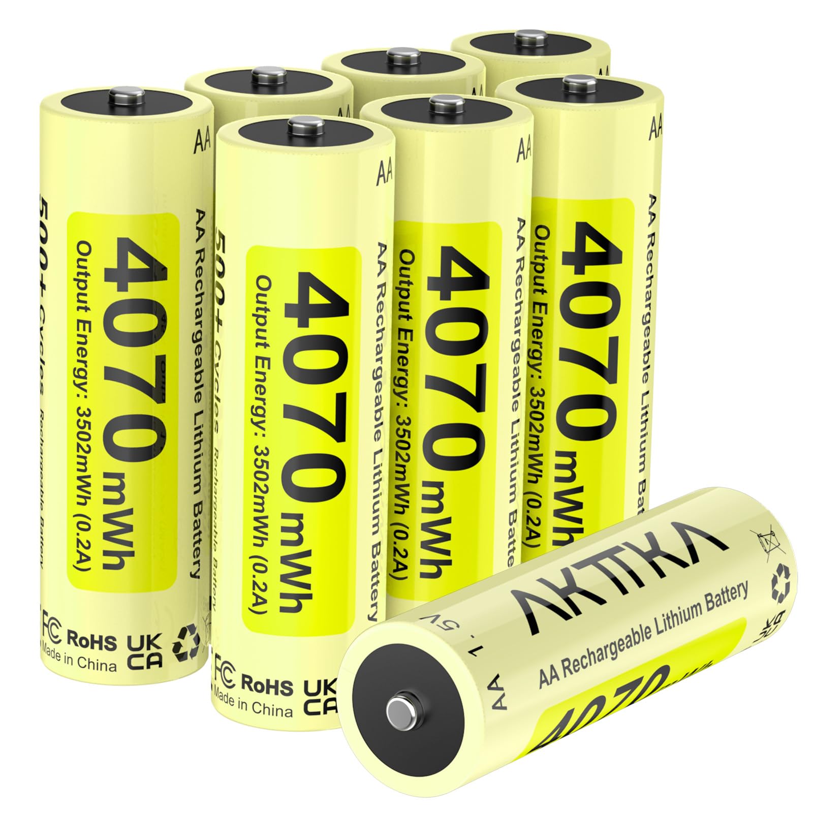 Batterie AA Al Litio Ricaricabili,8 Pezzi,4070 mWh,1,5 V.Solo Per Caricabatterie Agli Ioni Di Litio. Adatte Per Controller Di Gioco,Serrature Intelligenti,Mouse E Tastiere,Termometri Auricolari