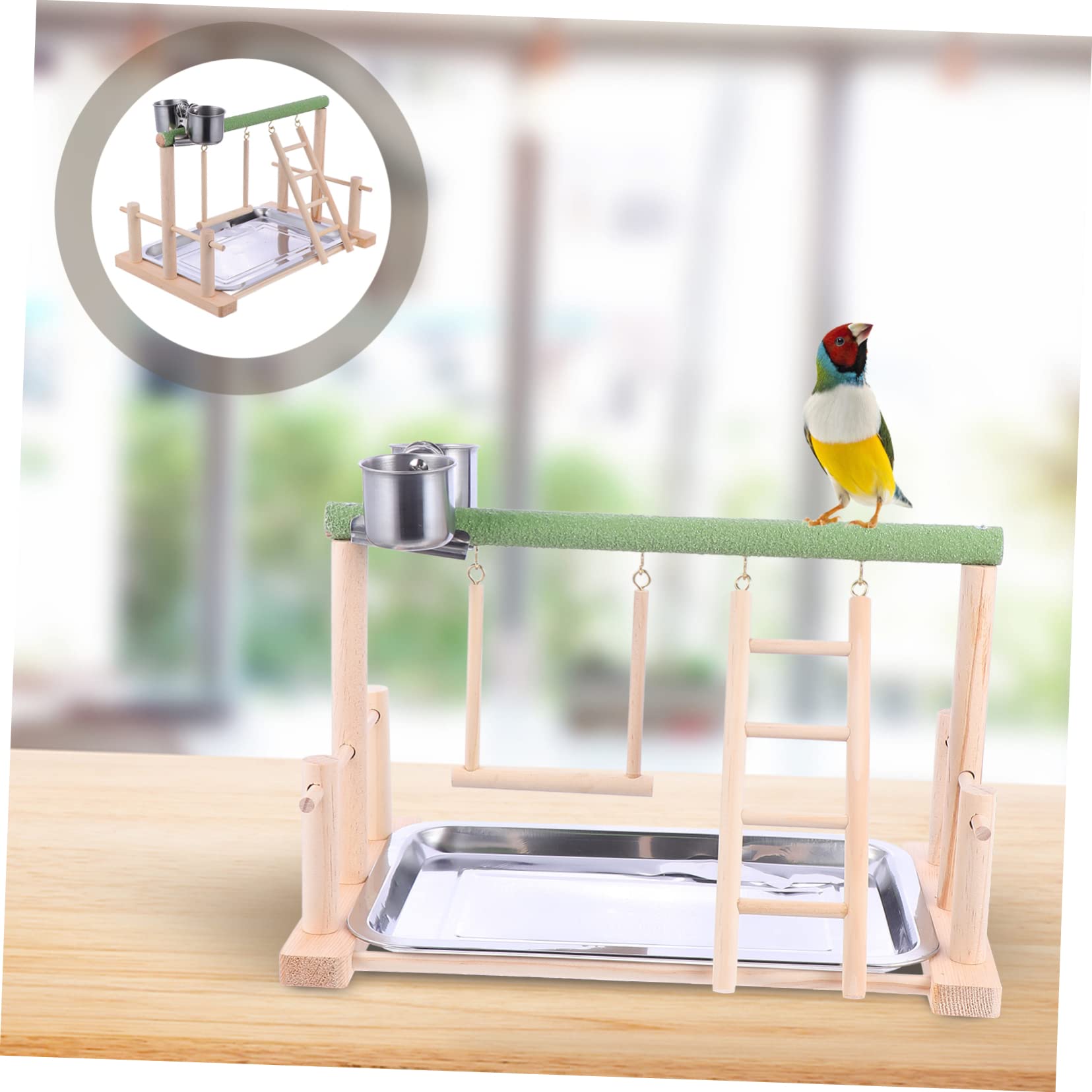 Milisten Playstand con Posatoi e Giocattoli per Uccelli Giochi per Pappagalli e Cockatiel per Arrampicarsi e Masticare Stabile