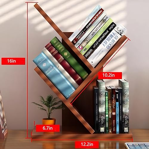 Miniatura 57 de Godferyxin Estantería de árbol de libros, estantería de madera de 5 niveles para exhibir libros, CD, revistas y más en la oficina, el hogar o la