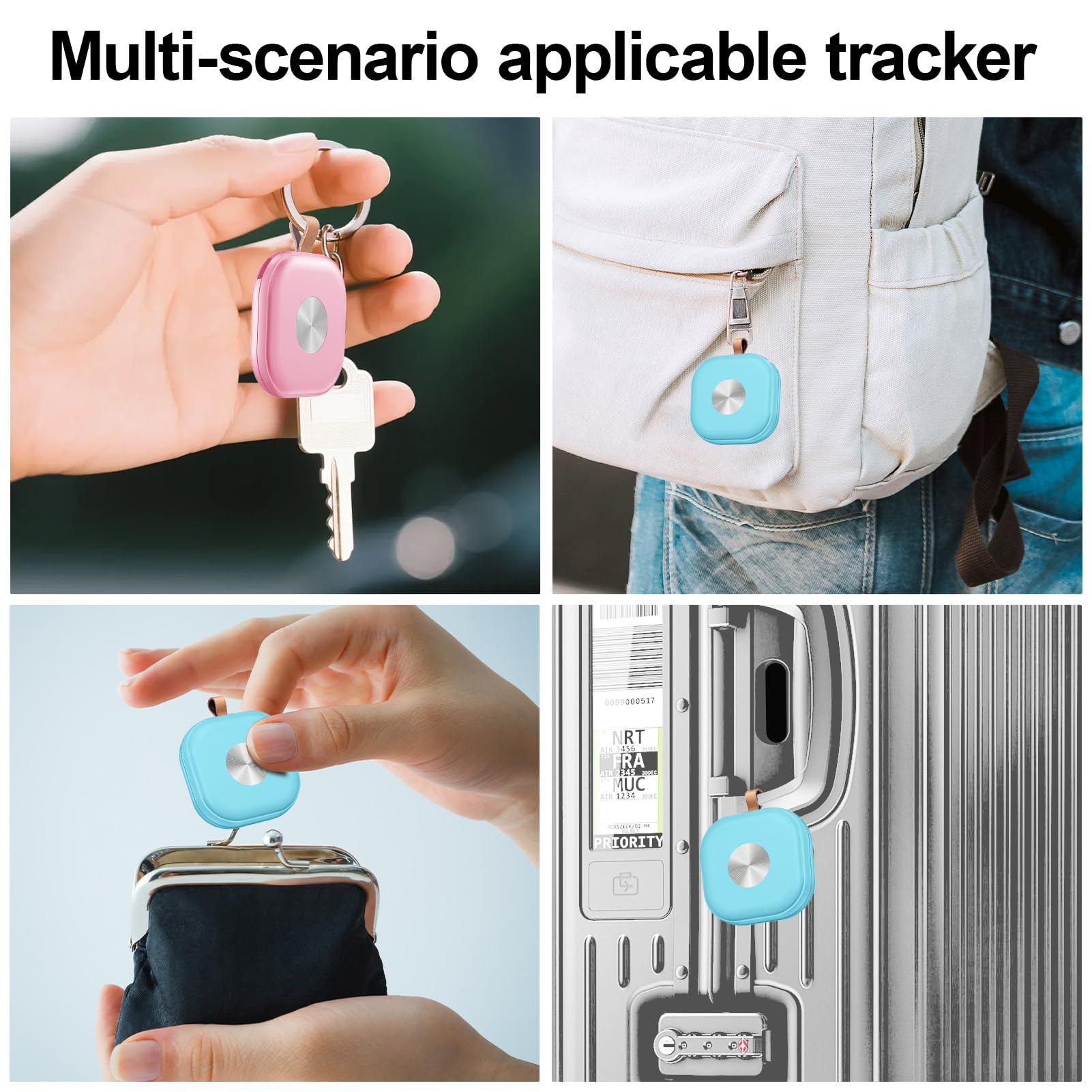 Traqueur d'air, localisateur de clés fonctionne avec Find My App (iOS uniquement), traqueur Bluetooth pour clés, bagages, valises, localisateur de clés avec son, étiquettes de suivi dans le monde