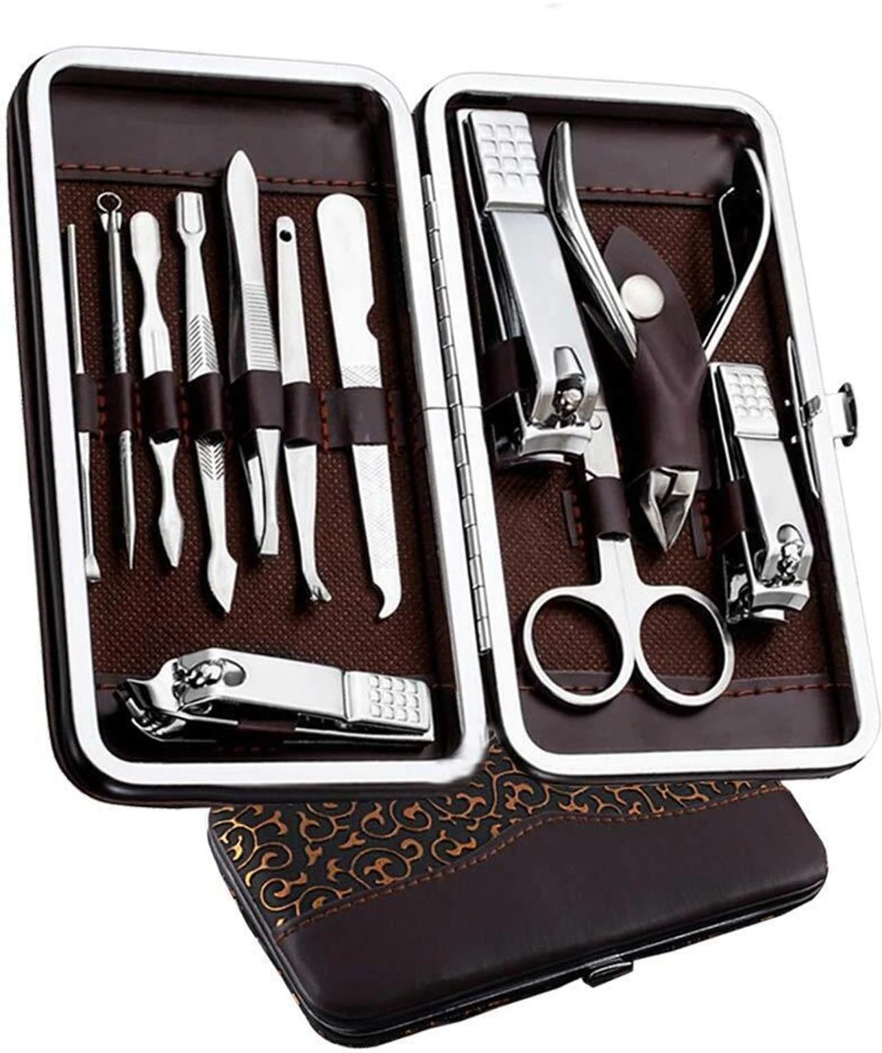 INOG Manicure Kit, Professional Grooming Nail Clippers Set of 12, Stainless Steel Nail Tools with Leather Case.-picture-18