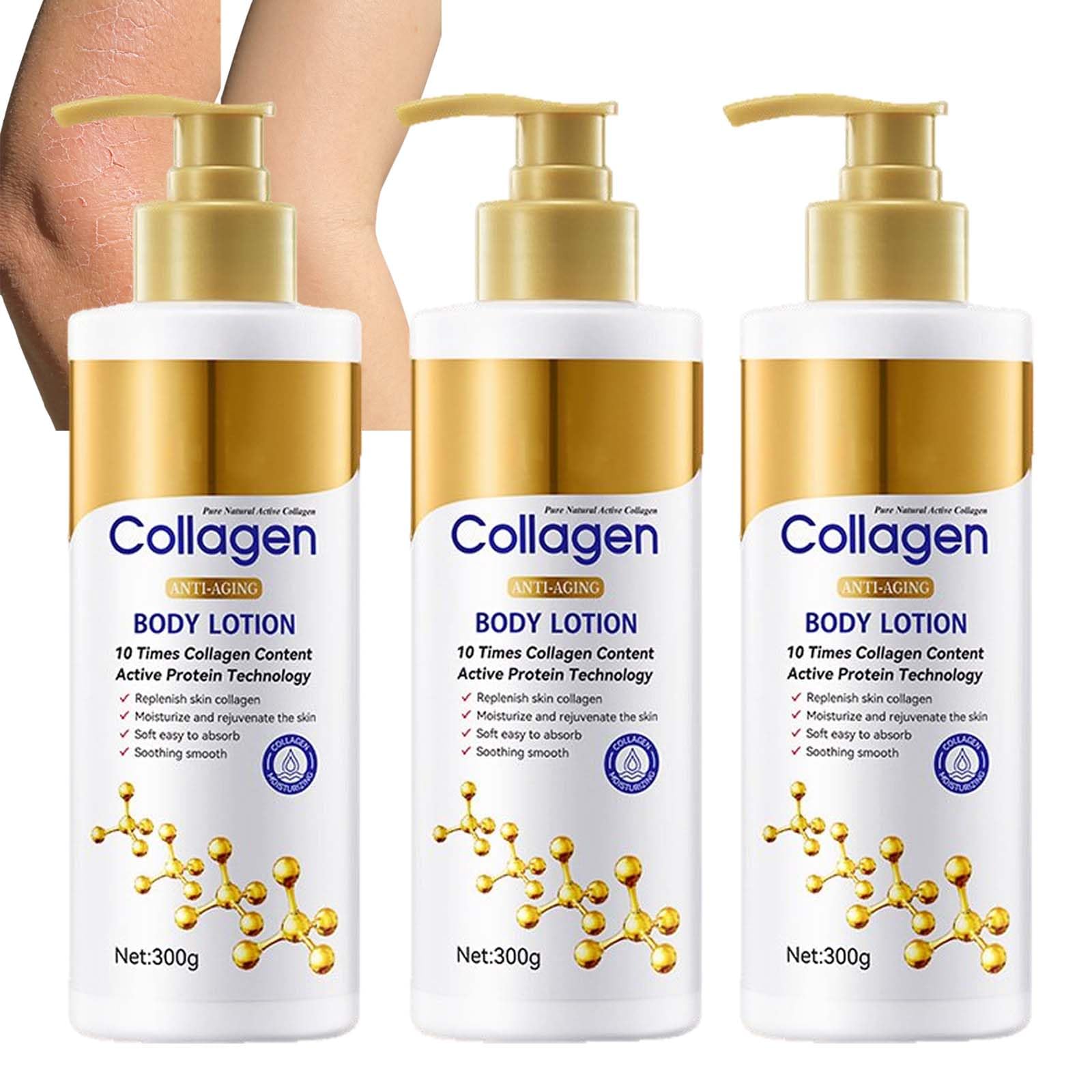 Loción corporal de colágeno, colágeno de absorción rápida, reafirmante, loción corporal hidratante para brazos y cuerpo, lociones corporales antiarrugas y colágeno, reparador de piel sensible, crema
