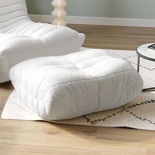 JACH Reposapiés pequeño, otomano de terciopelo de peluche, sofá perezoso, reposapiés, asiento extra, cojín cuadrado para el suelo para sala de
