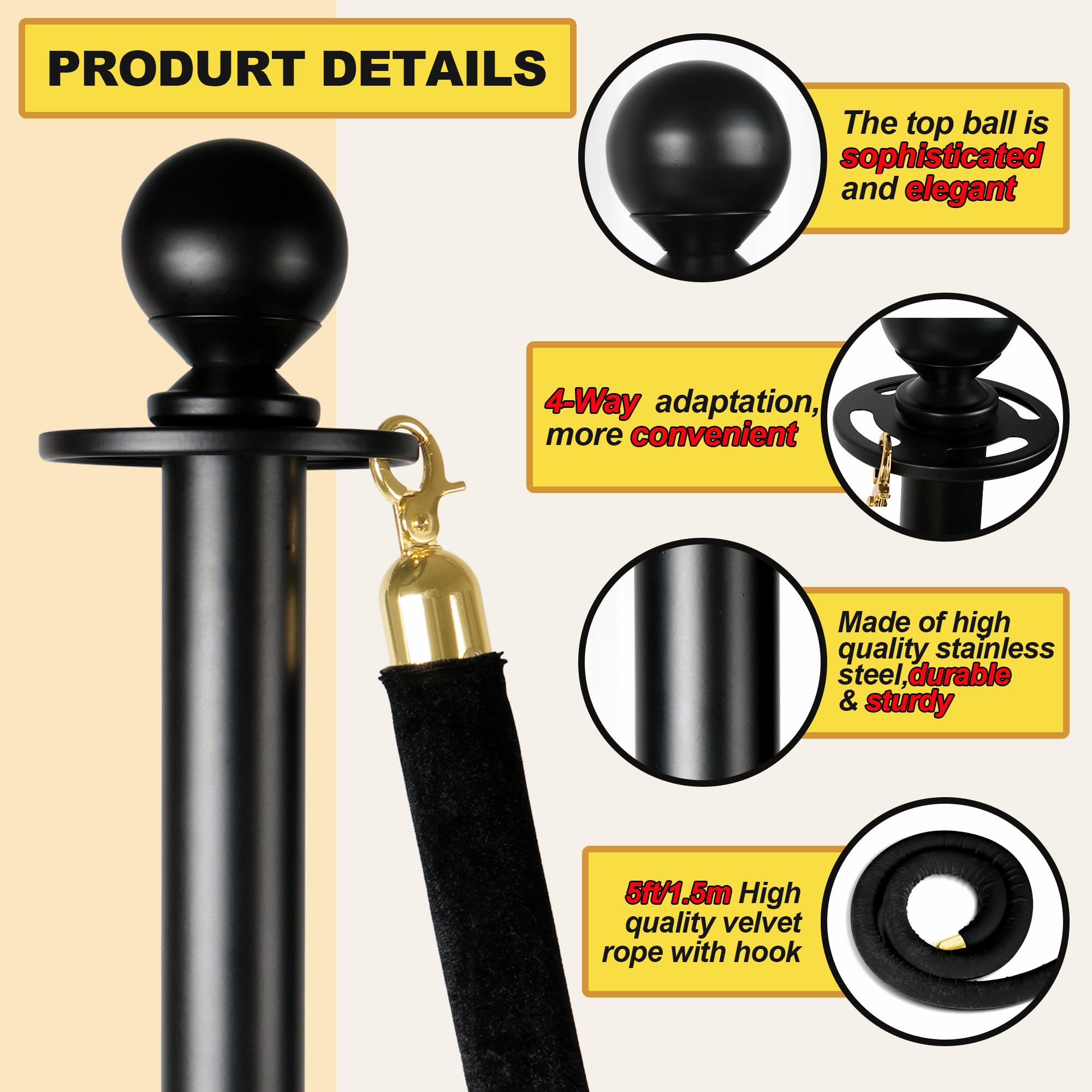 Stanchions & Velvet Ropes - Crowd Control Barriers -4