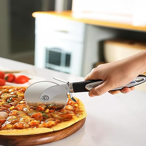 Miniatura 3 de Cuchillo para pizza, rueda de cuchillo de pizza, acero inoxidable, pizza en rodajas limpia y crujiente y otros alimentos que requieren cortar un