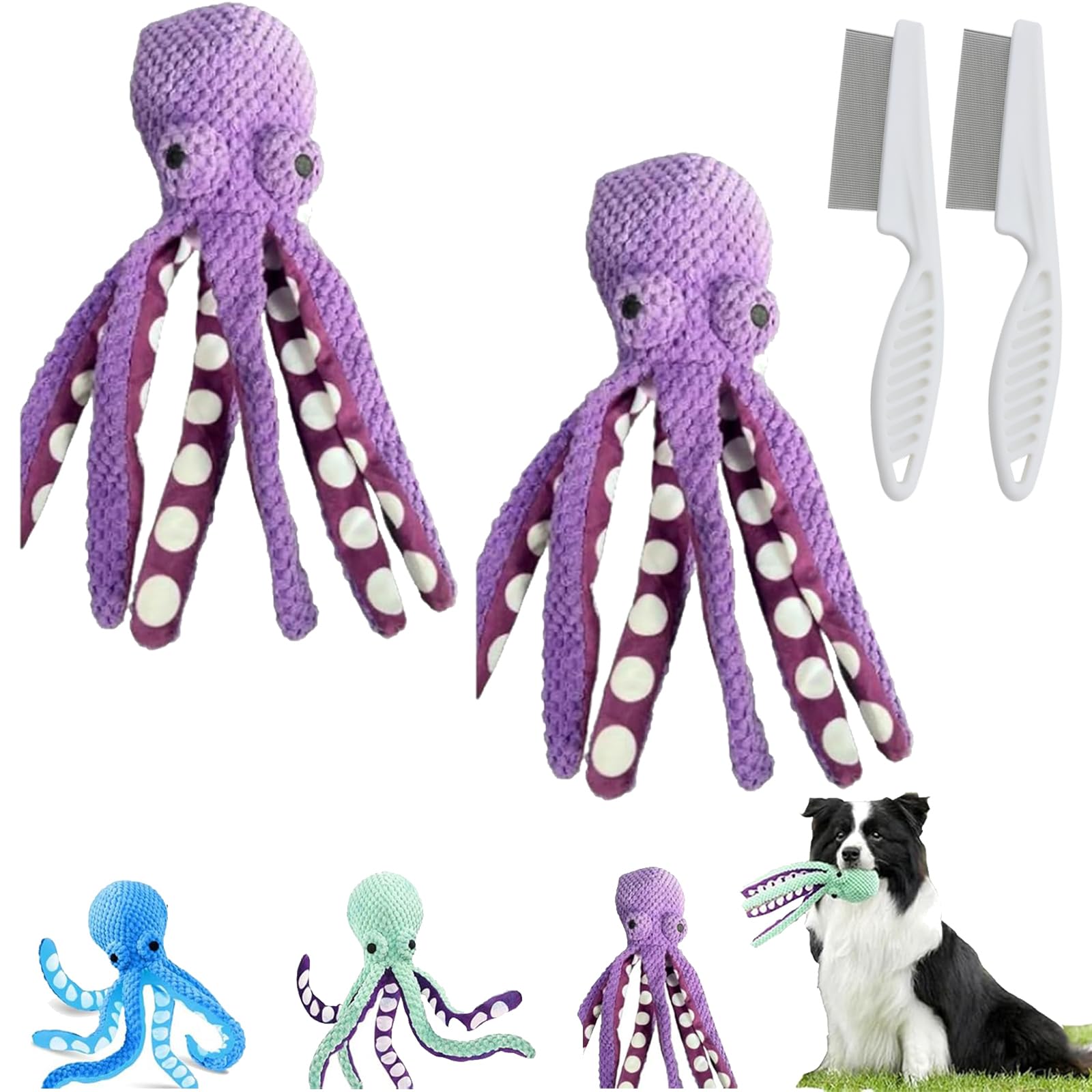 Gienslru Pawforloves Premium Pet Plush Toy, Premium Pet Plush Octopus, Paw For Loves Pet Plush Toy, Dog Toy Octopus, Dog Toys For Large Dogs,Medium,Small (C+C)